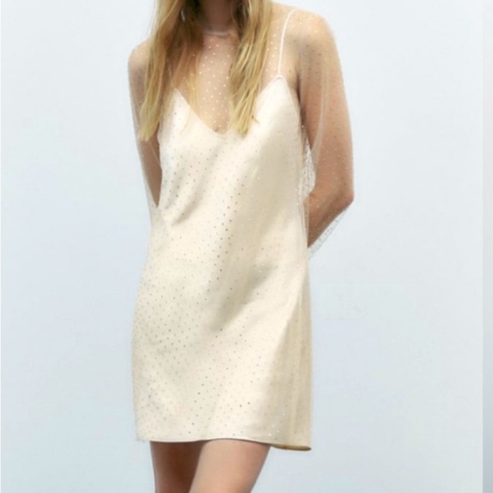 NWT Zara Contrast Sparkly Dress L